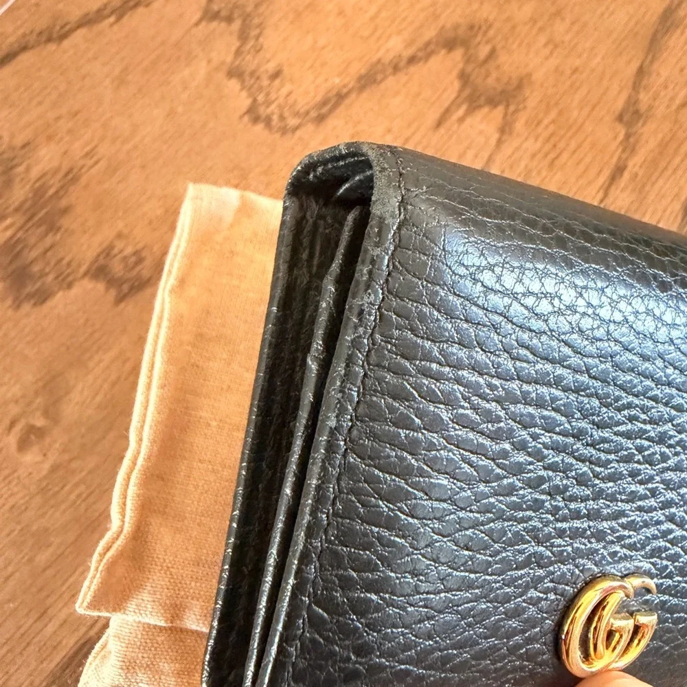 Gucci GG Marmont card case wallet black leather with gold hardware - Picture 5 of 16